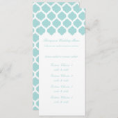 Blue Moroccan Pattern Wedding Menus Menu (Voorkant / Achterkant)
