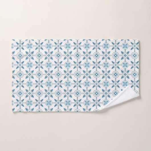 Blue Moroccan Tegel Pattern Bad Handdoek (Handdoek)