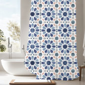 Blue Moroccan Tegel Pattern Douchegordijn
