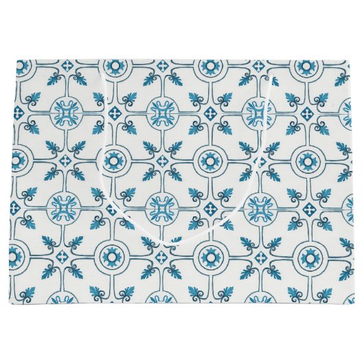 Blue Moroccan Tegel Pattern Groot Cadeauzakje (Voorkant)