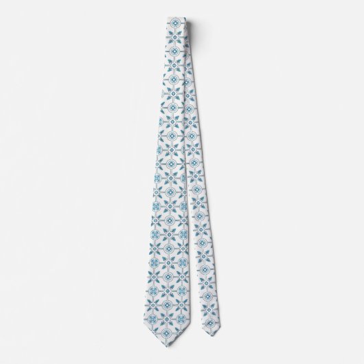 Blue Moroccan Tegel Pattern Stropdas (Voorkant)