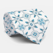 Blue Moroccan Tegel Pattern Stropdas (Opgerold)