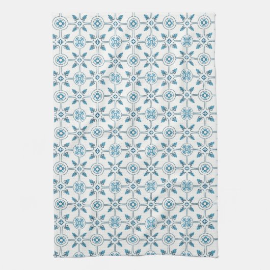 Blue Moroccan Tegel Pattern Theedoek (Verticaal)