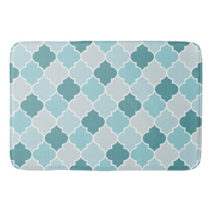 Blue Moroccan Trellis, Latticework, Quatrefoil Badmat