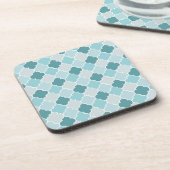 Blue Moroccan Trellis, Latticework, Quatrefoil Bier Onderzetter (Linkerzijde)