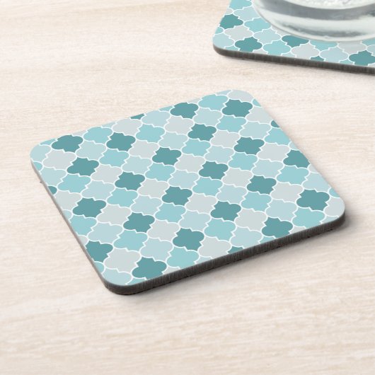 Blue Moroccan Trellis, Latticework, Quatrefoil Bier Onderzetter (Linkerzijde)