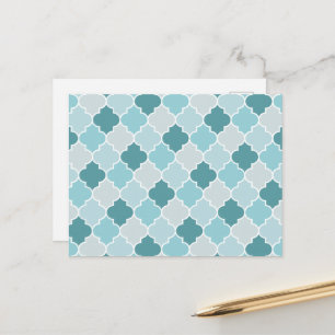 Blue Moroccan Trellis, Latticework, Quatrefoil Briefkaart