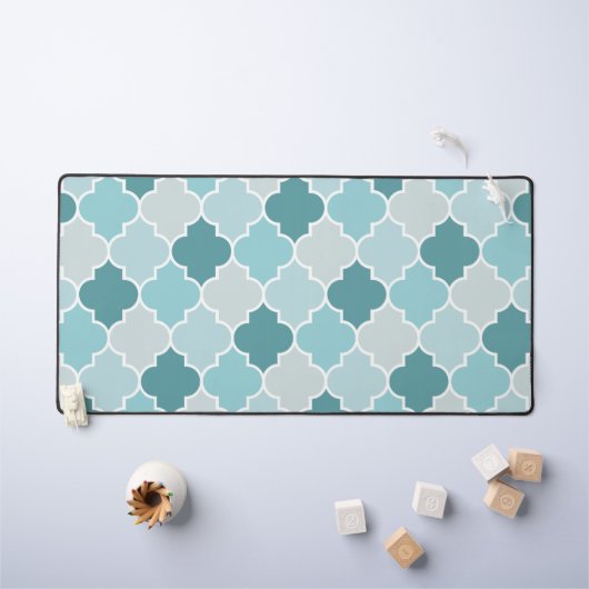 Blue Moroccan Trellis, Latticework, Quatrefoil Bureaumat (Kindertafel)