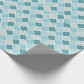 Blue Moroccan Trellis, Latticework, Quatrefoil Cadeaupapier (Hoek)