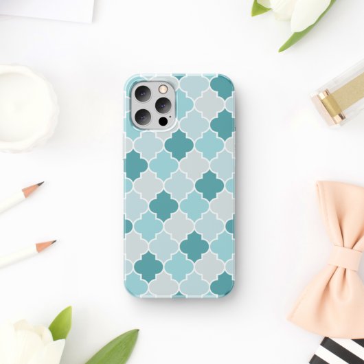 Blue Moroccan Trellis, Latticework, Quatrefoil Case-Mate iPhone Case