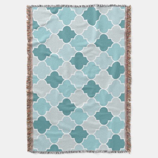 Blue Moroccan Trellis, Latticework, Quatrefoil Deken (Voorkant Verticaal)
