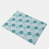 Blue Moroccan Trellis, Latticework, Quatrefoil Deurmat (Schuin)