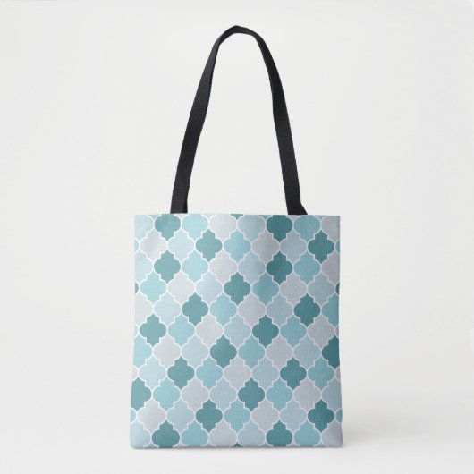 Blue Moroccan Trellis, Latticework, Quatrefoil Draagtas (Voorkant)
