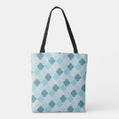 Blue Moroccan Trellis, Latticework, Quatrefoil Draagtas (Achterkant)