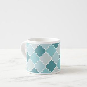 Blue Moroccan Trellis, Latticework, Quatrefoil Espresso Kop