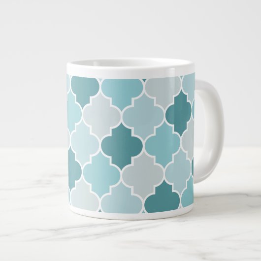 Blue Moroccan Trellis, Latticework, Quatrefoil Extra Grote Beker (Voorkant rechts)