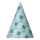 Blue Moroccan Trellis, Latticework, Quatrefoil Feesthoedjes (Links)