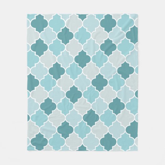 Blue Moroccan Trellis, Latticework, Quatrefoil Fleece Deken (Voorkant)
