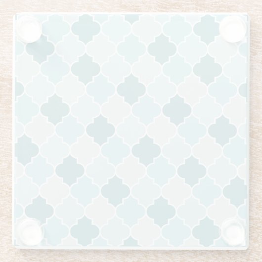 Blue Moroccan Trellis, Latticework, Quatrefoil Glazen Onderzetter (Achterkant)