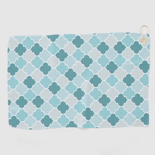 Blue Moroccan Trellis, Latticework, Quatrefoil Golfhanddoek (Horizontaal)