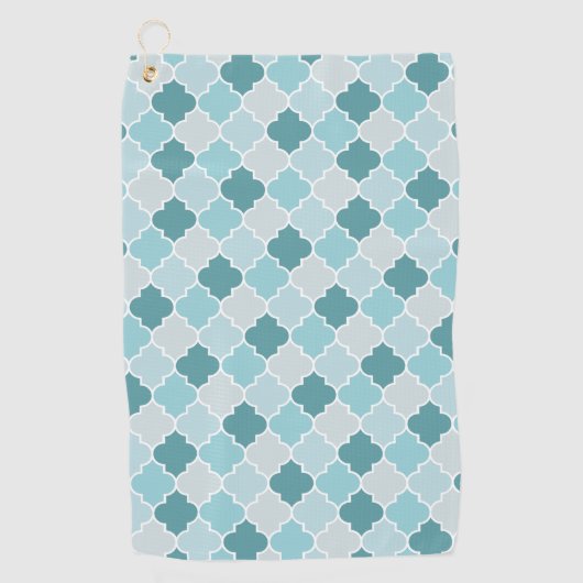 Blue Moroccan Trellis, Latticework, Quatrefoil Golfhanddoek (Voorkant)