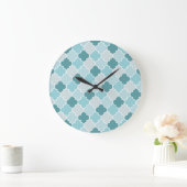 Blue Moroccan Trellis, Latticework, Quatrefoil Grote Klok (Huis)