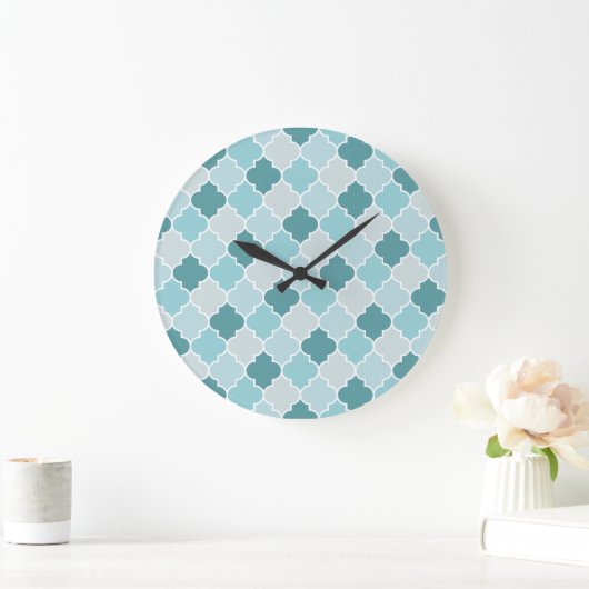 Blue Moroccan Trellis, Latticework, Quatrefoil Grote Klok (Huis)