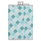 Blue Moroccan Trellis, Latticework, Quatrefoil Heupfles (Achterkant)