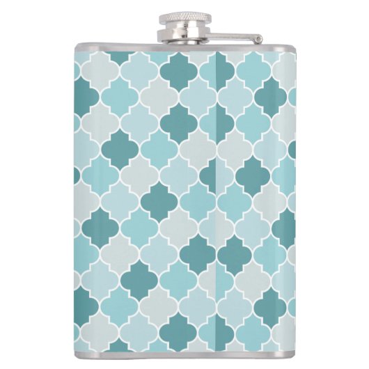 Blue Moroccan Trellis, Latticework, Quatrefoil Heupfles (Achterkant)