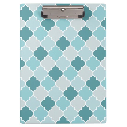 Blue Moroccan Trellis, Latticework, Quatrefoil Klembord (Voorkant)