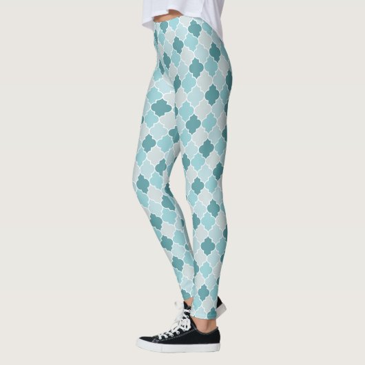 Blue Moroccan Trellis, Latticework, Quatrefoil Leggings (Links)