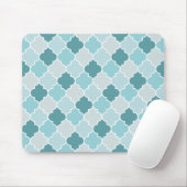 Blue Moroccan Trellis, Latticework, Quatrefoil Muismat (Met muis)