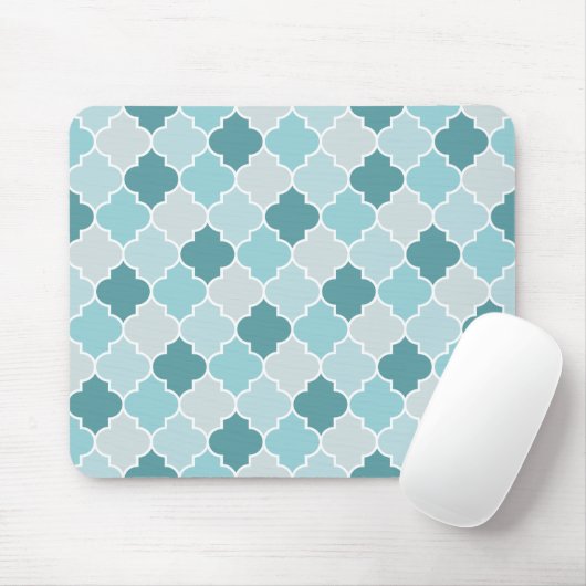 Blue Moroccan Trellis, Latticework, Quatrefoil Muismat (Met muis)