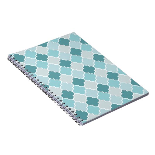 Blue Moroccan Trellis, Latticework, Quatrefoil Notitieboek (Rechterzijde)