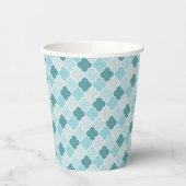 Blue Moroccan Trellis, Latticework, Quatrefoil Papieren Bekers (Links)