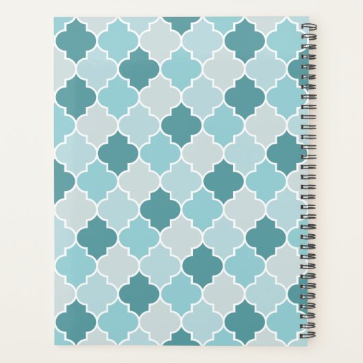 Blue Moroccan Trellis, Latticework, Quatrefoil Planner (Achterkant)