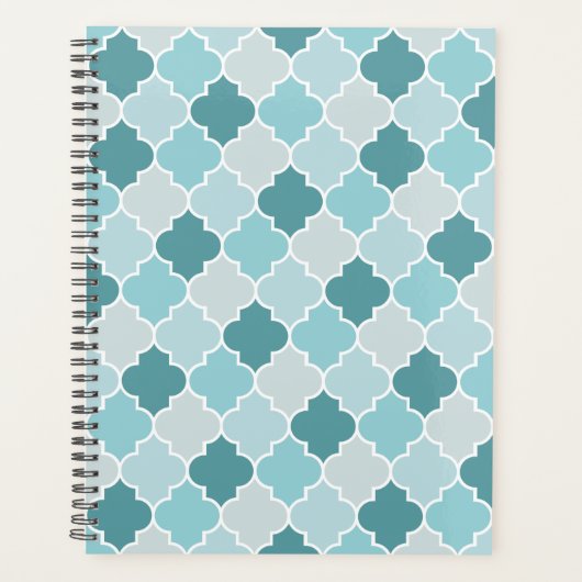 Blue Moroccan Trellis, Latticework, Quatrefoil Planner (Voorkant)