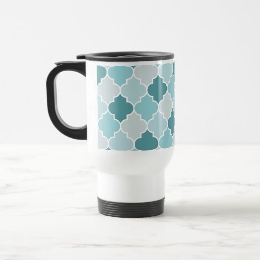 Blue Moroccan Trellis, Latticework, Quatrefoil Reisbeker (Links)