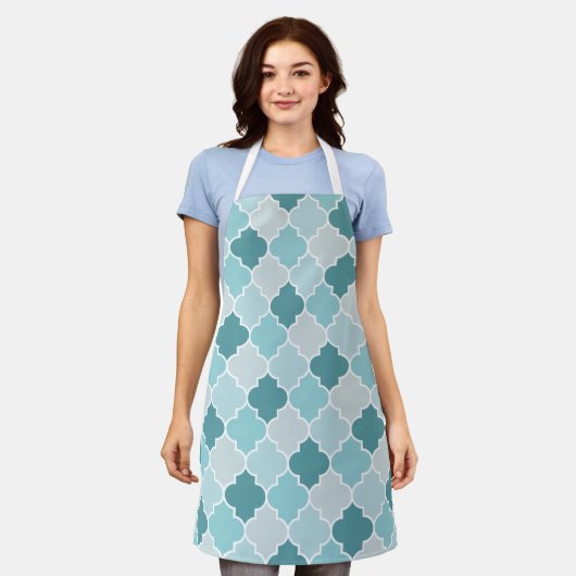 Blue Moroccan Trellis, Latticework, Quatrefoil Schort (Gedragen)