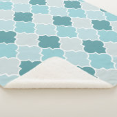 Blue Moroccan Trellis, Latticework, Quatrefoil Sherpa Deken (3/4)