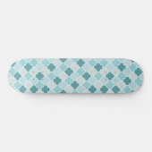 Blue Moroccan Trellis, Latticework, Quatrefoil Skateboard (Horizontaal)
