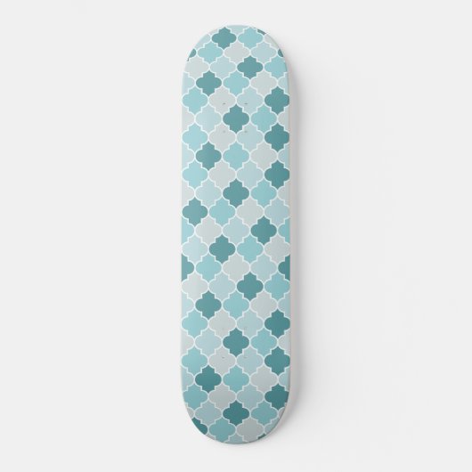 Blue Moroccan Trellis, Latticework, Quatrefoil Skateboard (Voorkant)