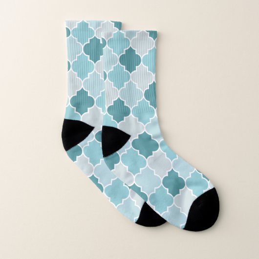 Blue Moroccan Trellis, Latticework, Quatrefoil Sokken (Paar)