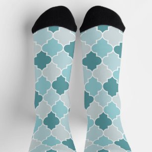 Blue Moroccan Trellis, Latticework, Quatrefoil Sokken