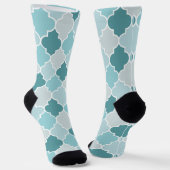 Blue Moroccan Trellis, Latticework, Quatrefoil Sokken (Gebogen)