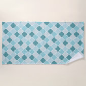 Blue Moroccan Trellis, Latticework, Quatrefoil Strandlaken (Voorkant)