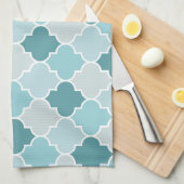 Blue Moroccan Trellis, Latticework, Quatrefoil Theedoek (Quarter Fold)