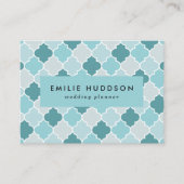 Blue Moroccan Trellis, Latticework, Quatrefoil Visitekaartje (Voorkant)