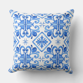 Blue Moroccan Zellige Pattern Throw Pillow Kussen
