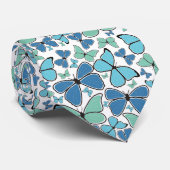 Blue Morpho Butterflies Patroon Stropdas (Opgerold)